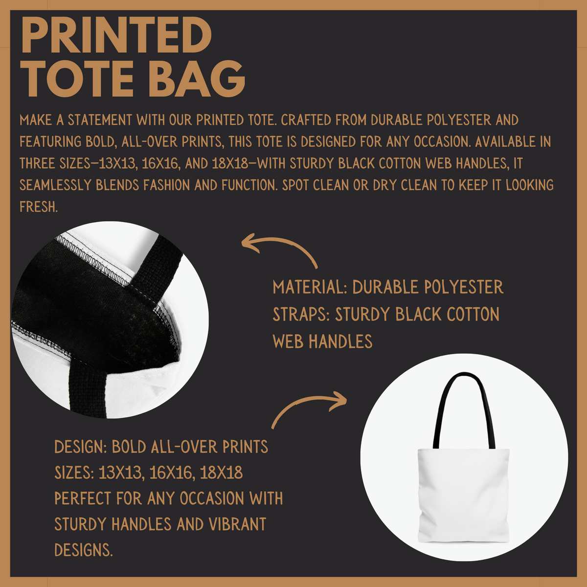 a black and white tote bag with instructions