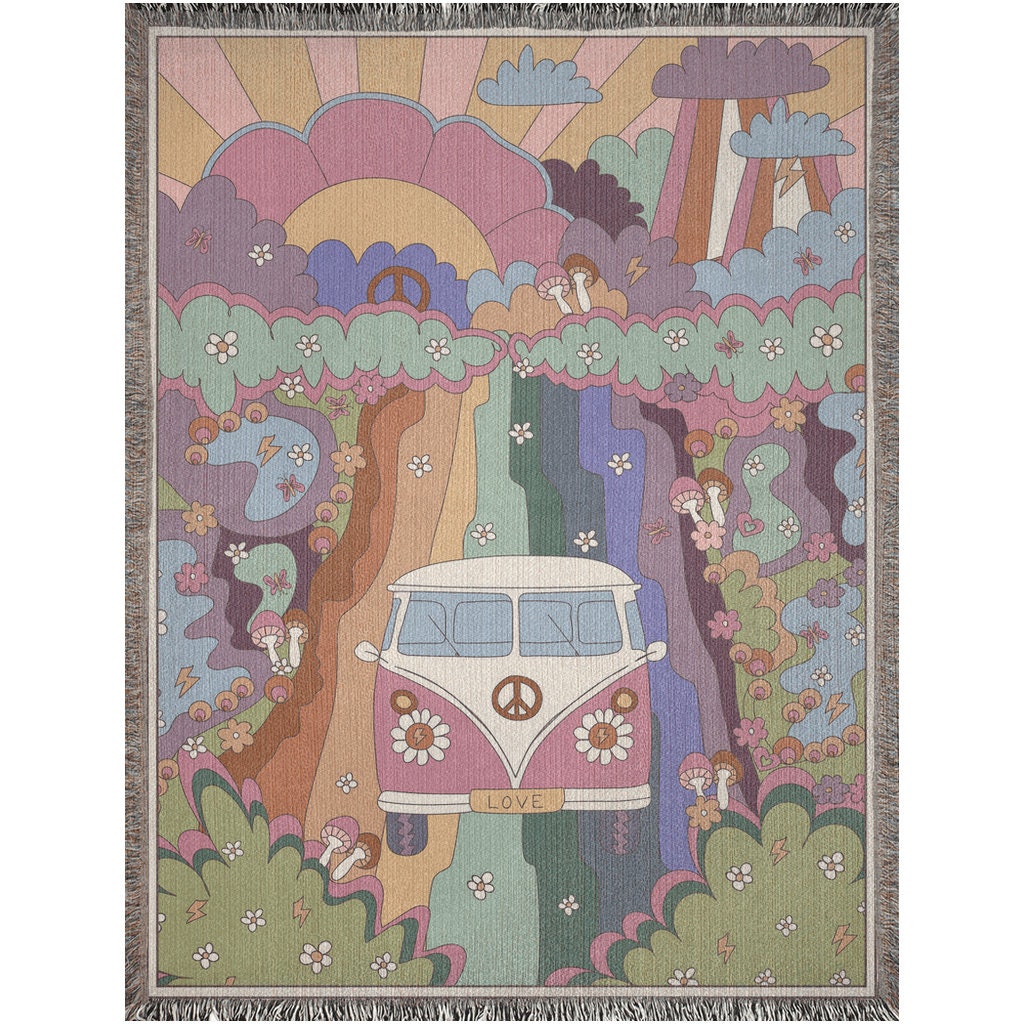 Hippie Van Woven Throw Blanket