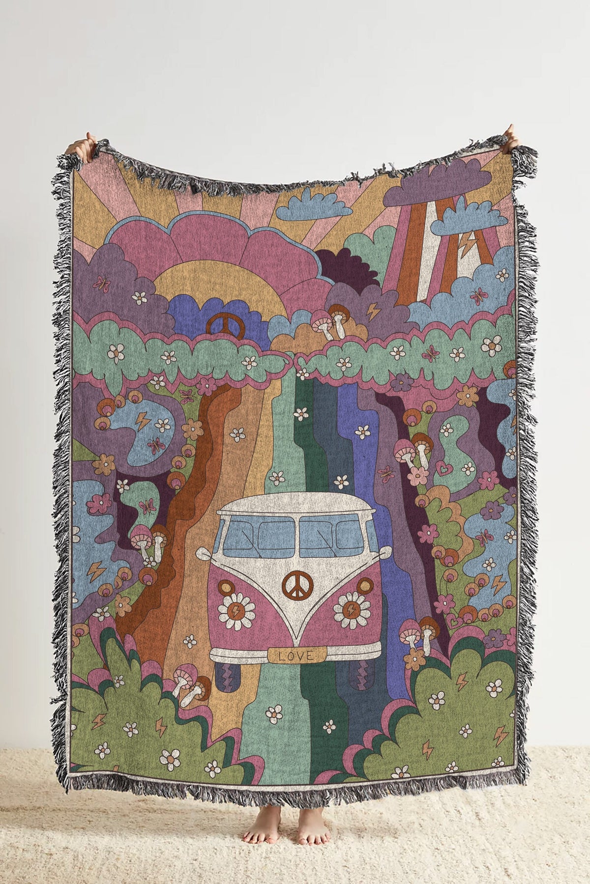 Hippie Van Woven Throw Blanket