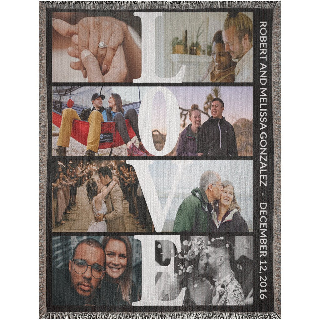 Custom Couple Photo Collage Throw Blanket