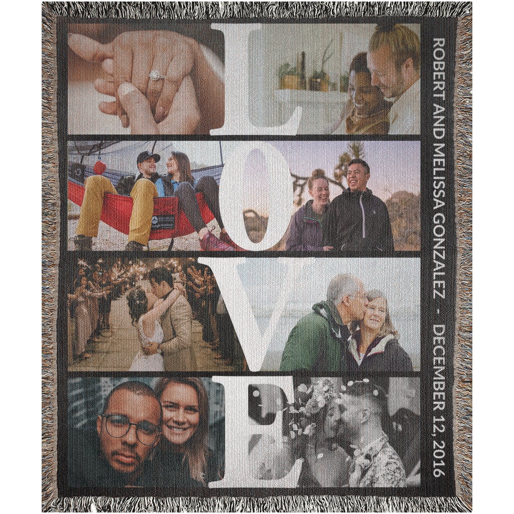Custom Couple Photo Collage Throw Blanket