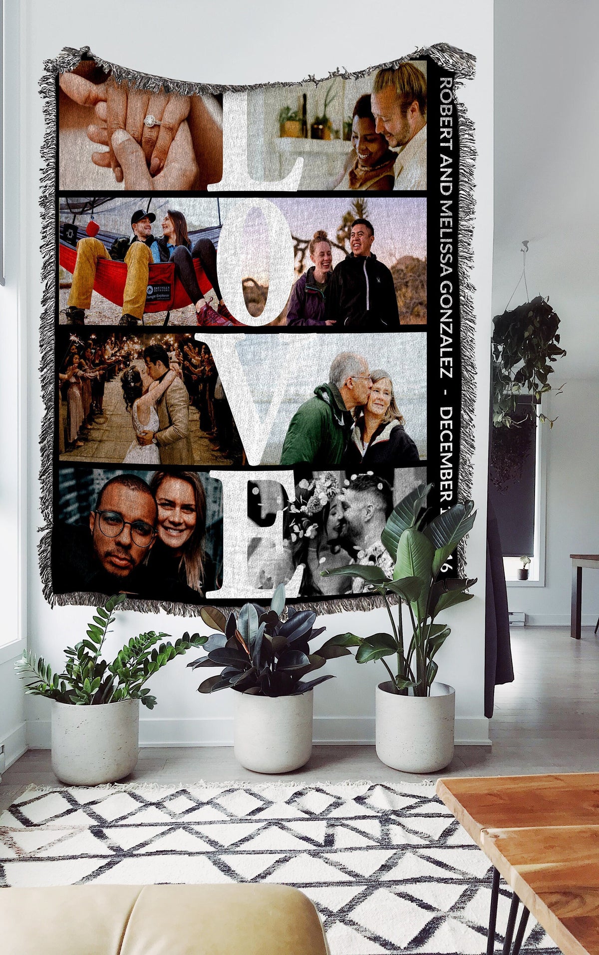 Custom Couple Photo Collage Throw Blanket