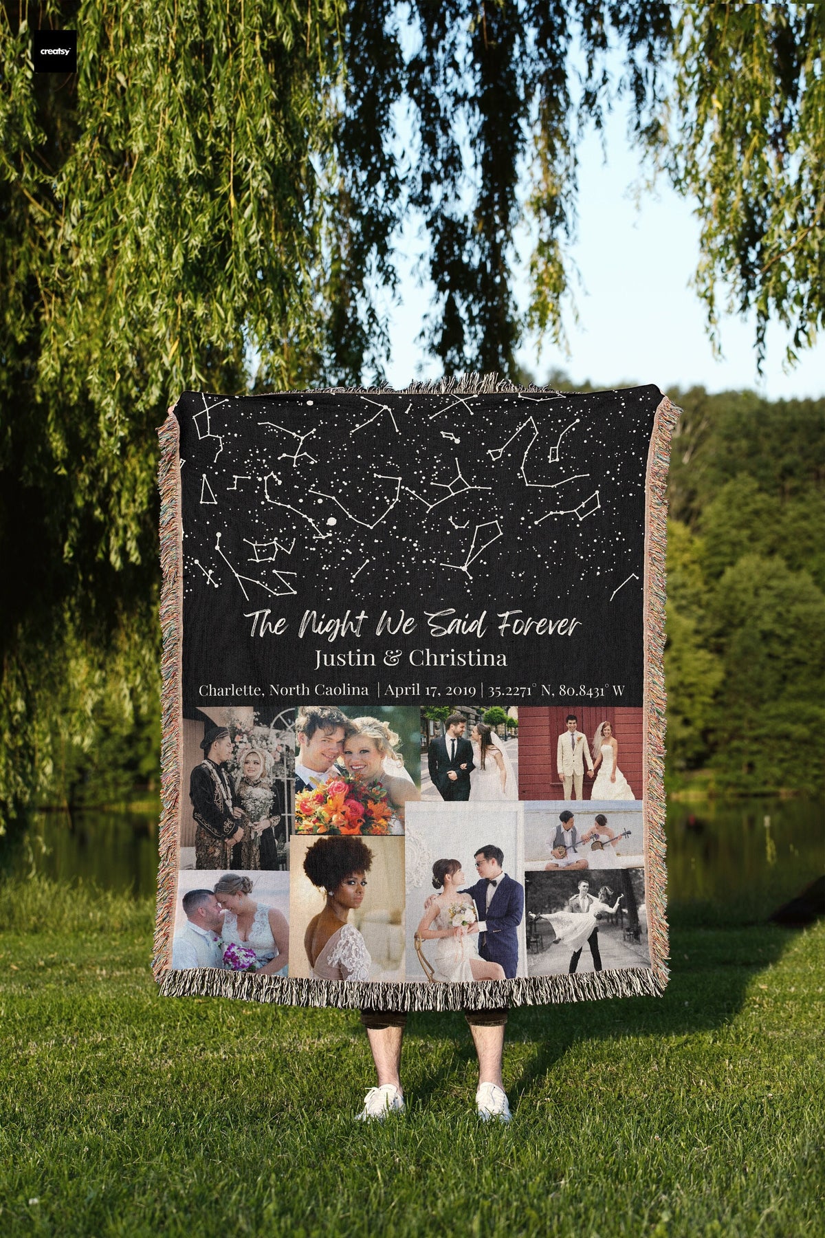 Custom Star Map Photo Collage Blanket