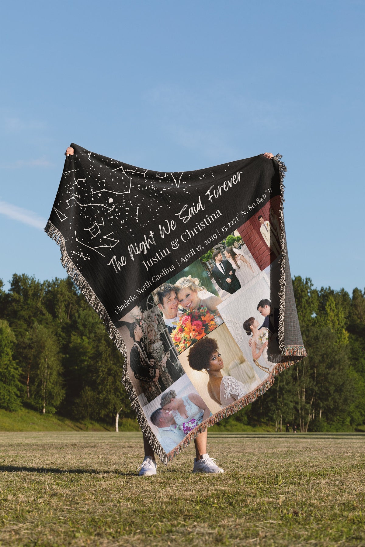 Custom Star Map Photo Collage Blanket