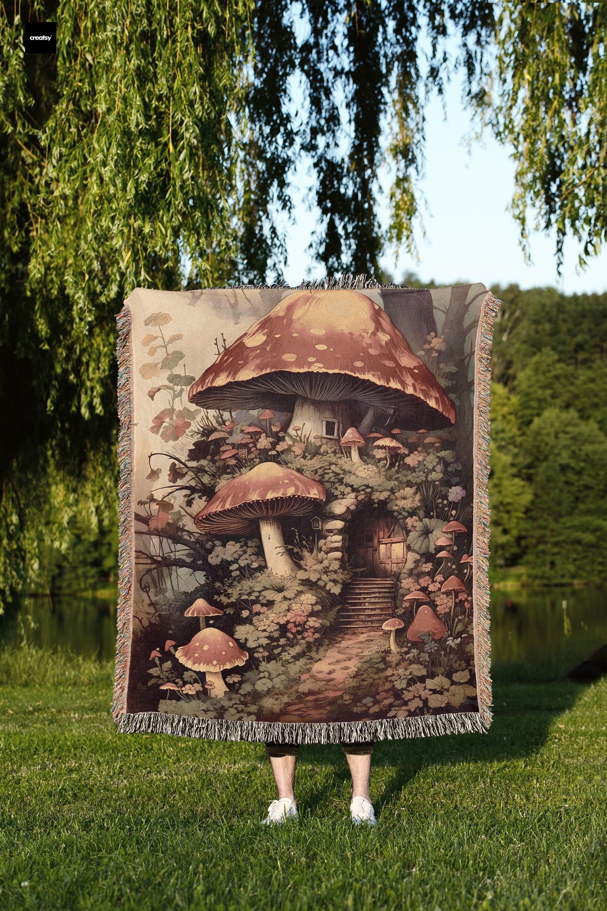 Mushroom House Throw Blanket