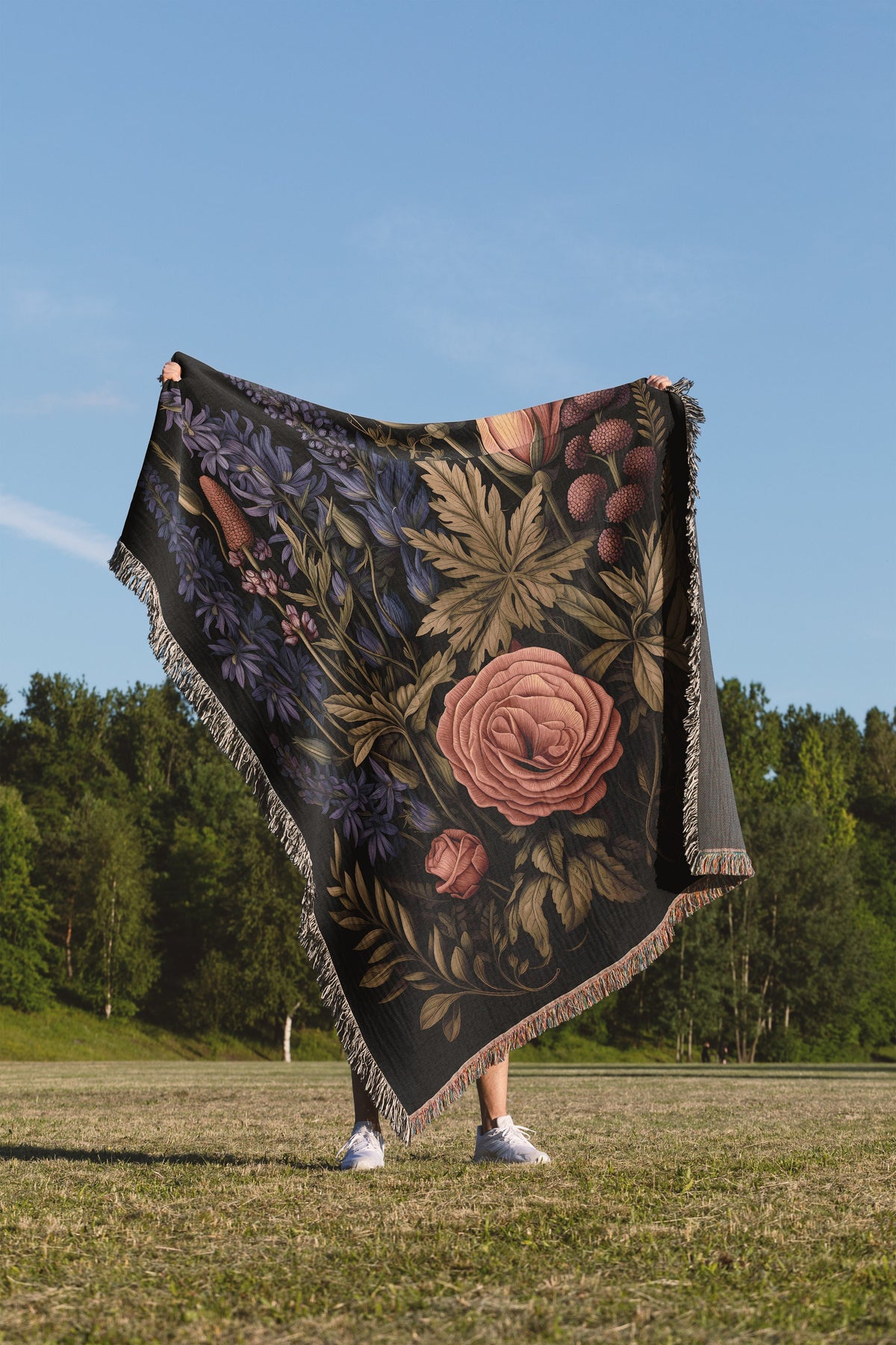 Purple Botanical  Throw Blanket