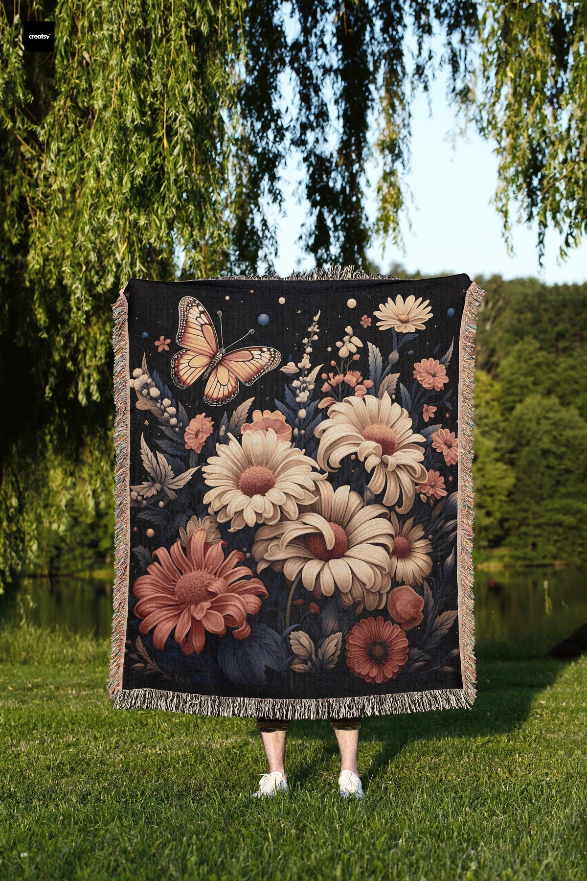 Floral Butterfly Throw Blanket
