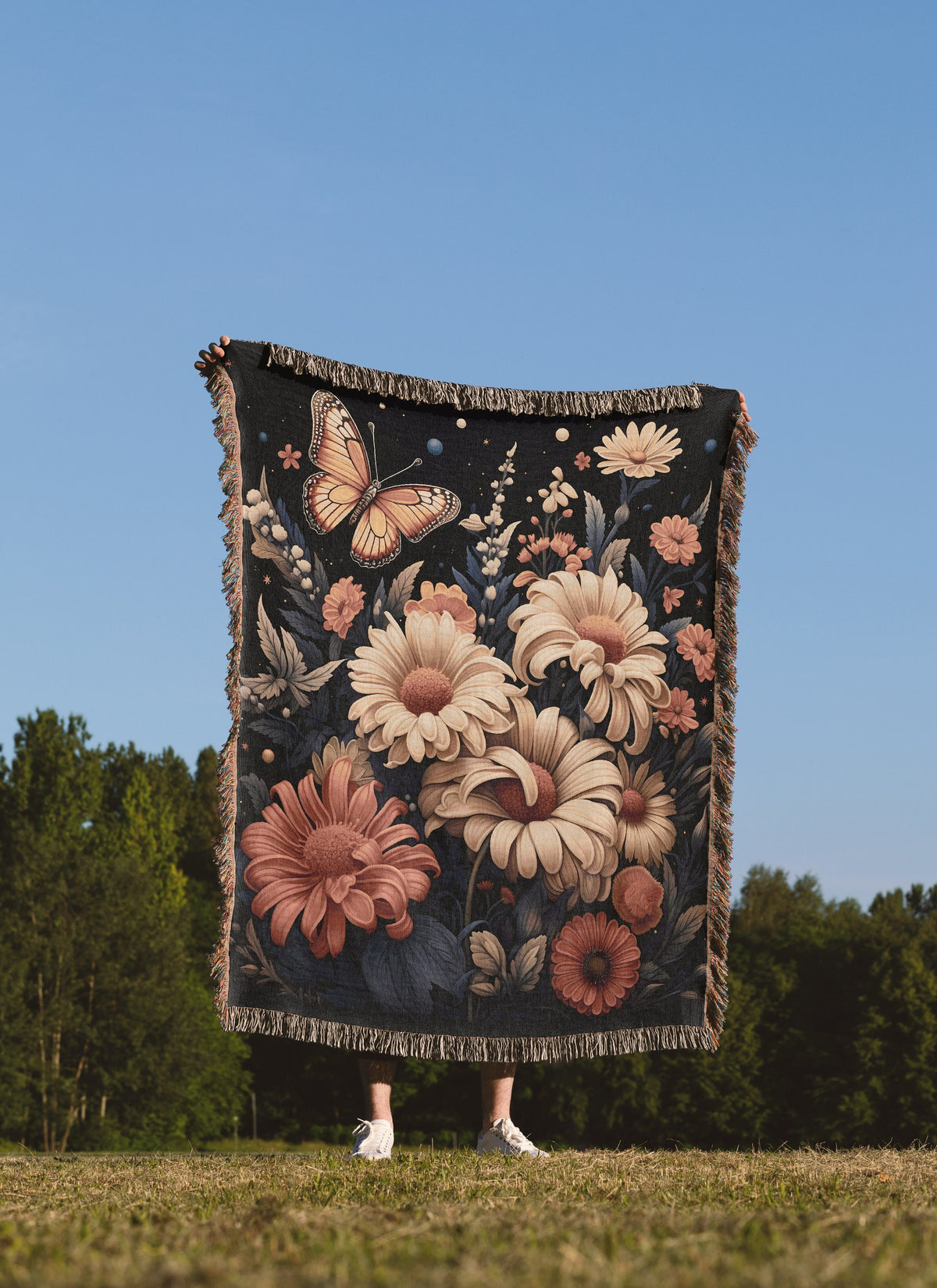 Floral Butterfly Throw Blanket