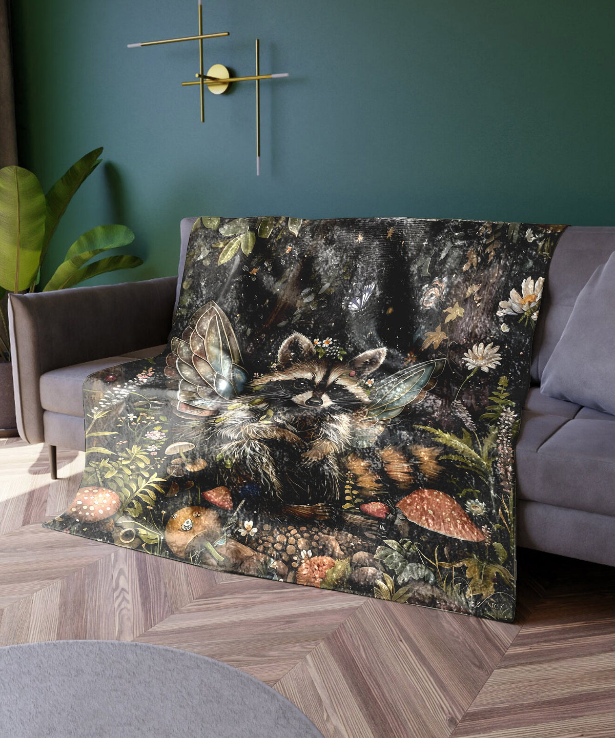 Raccoon Fairy  Throw Blanket