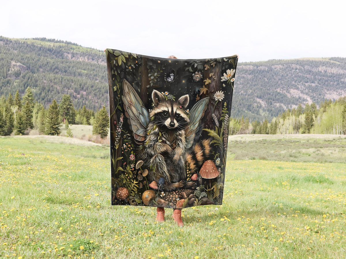 Raccoon Fairy  Throw Blanket