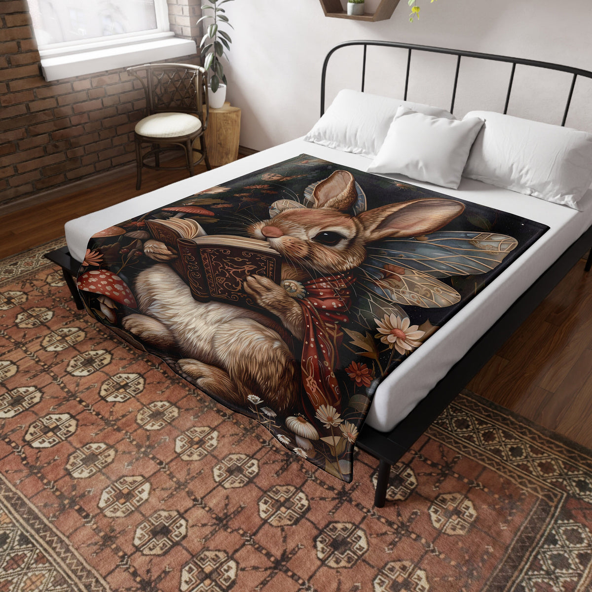 Cute Rabbitt Fairy  Throw Blanket