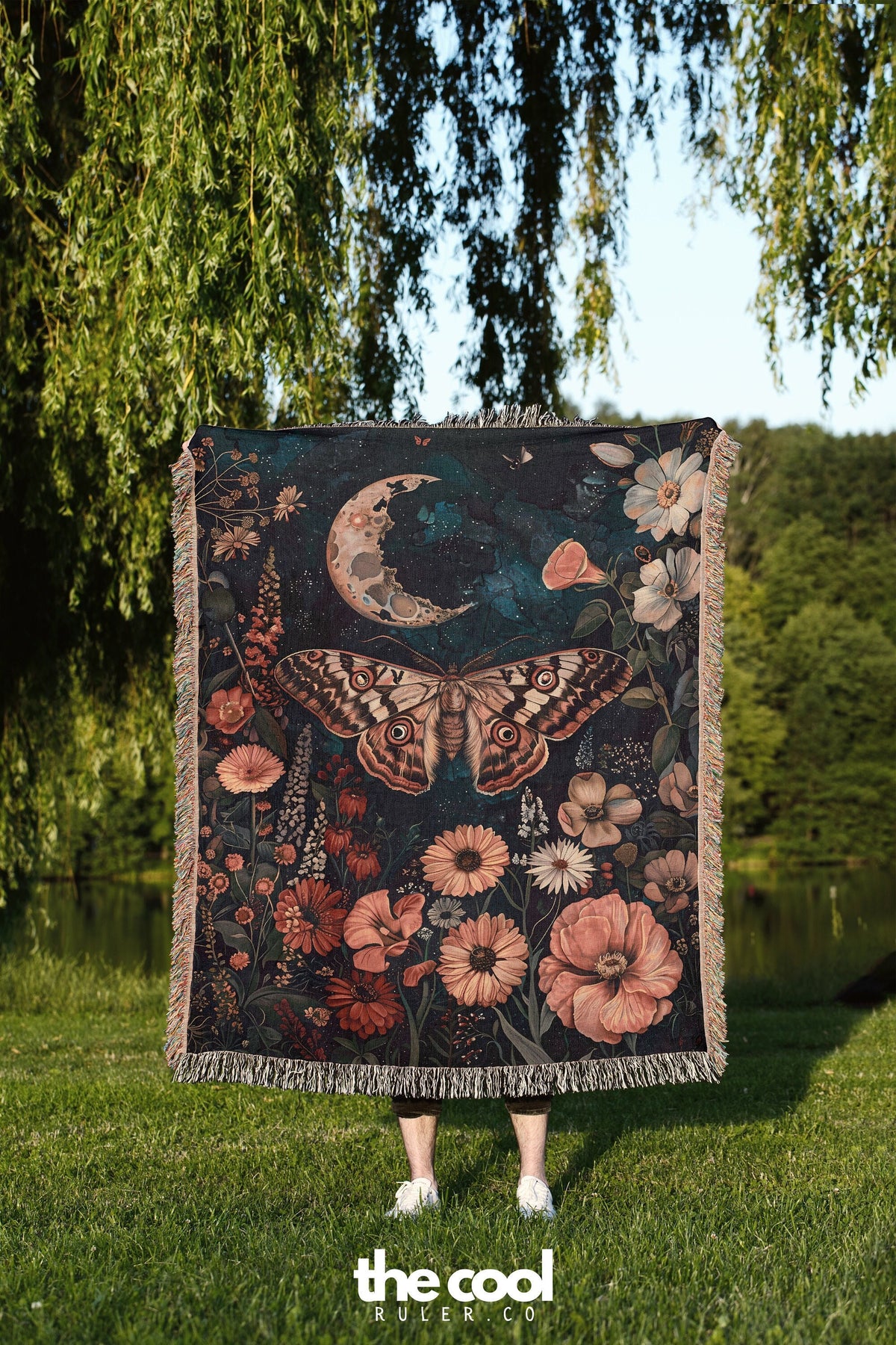 Moth in Flowers Throw Blanket