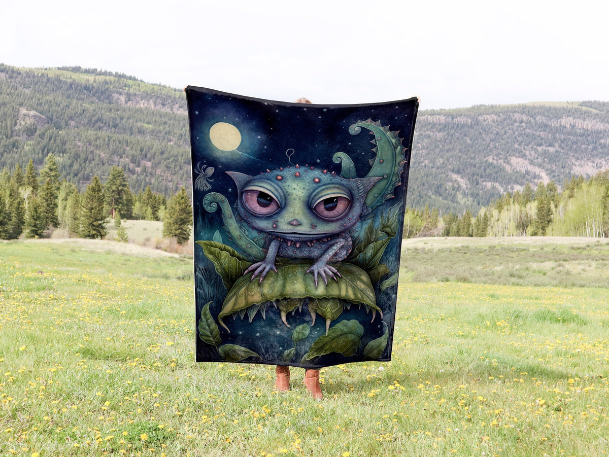 there is a towel with a picture of a creature on it