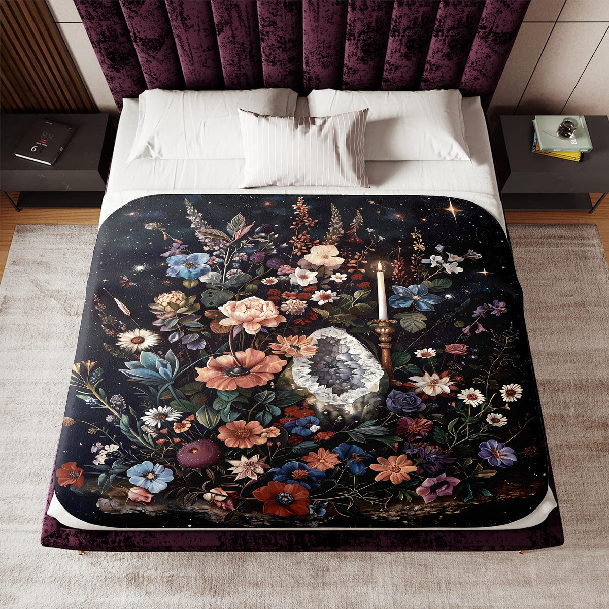 Floral Crystals Throw Blanket