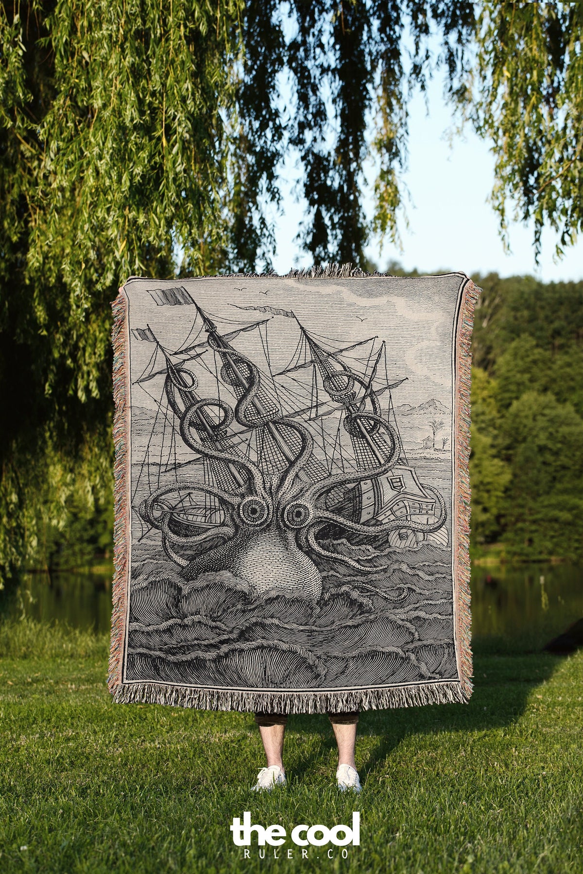 Octopus Attack Woven Throw Blanket