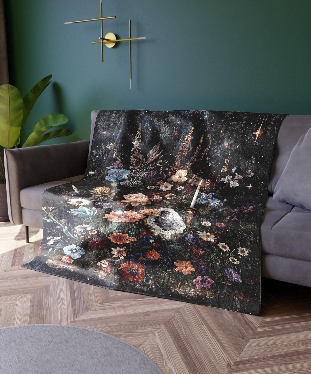 Floral Crystals Throw Blanket