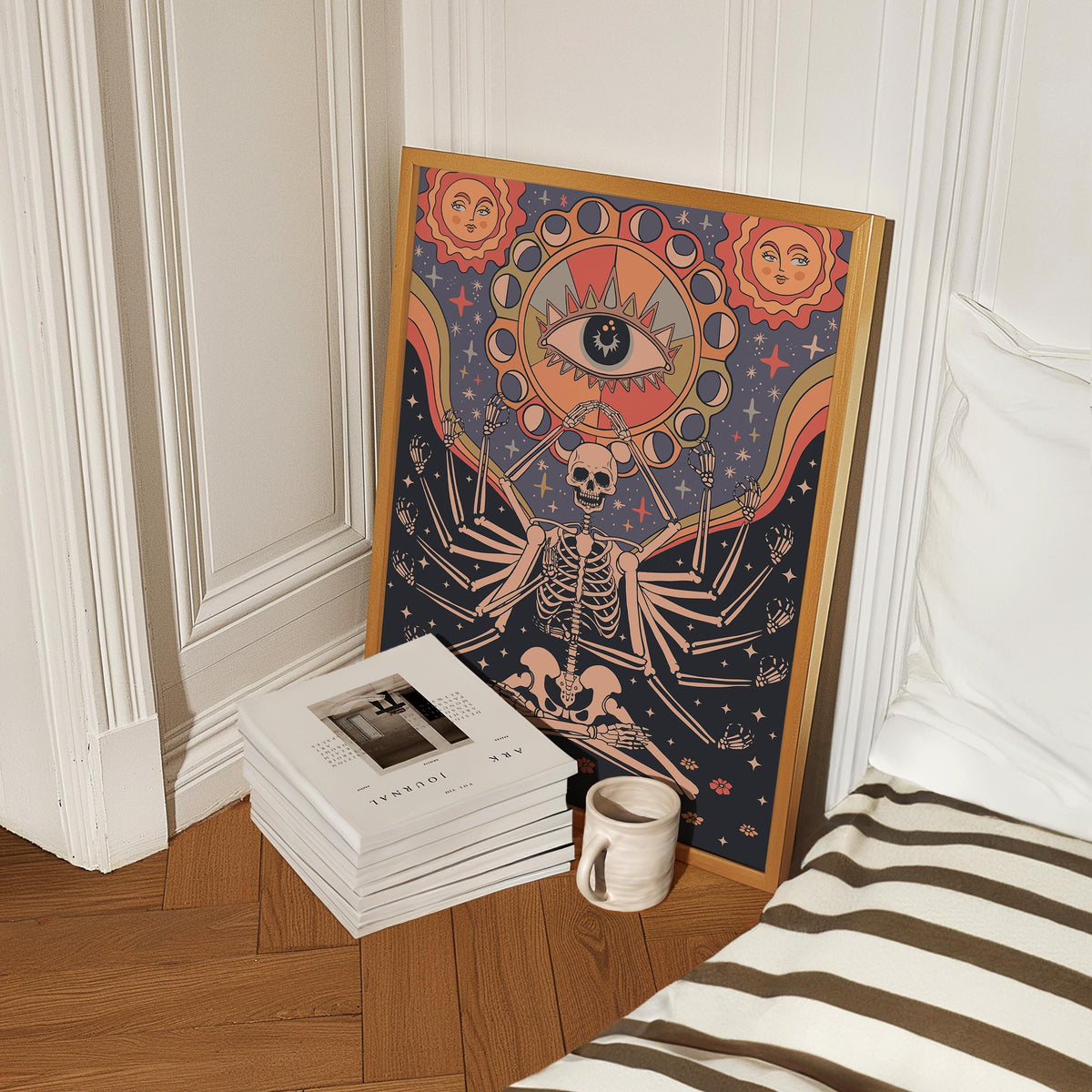 a stack of books sitting on top of a wooden floor