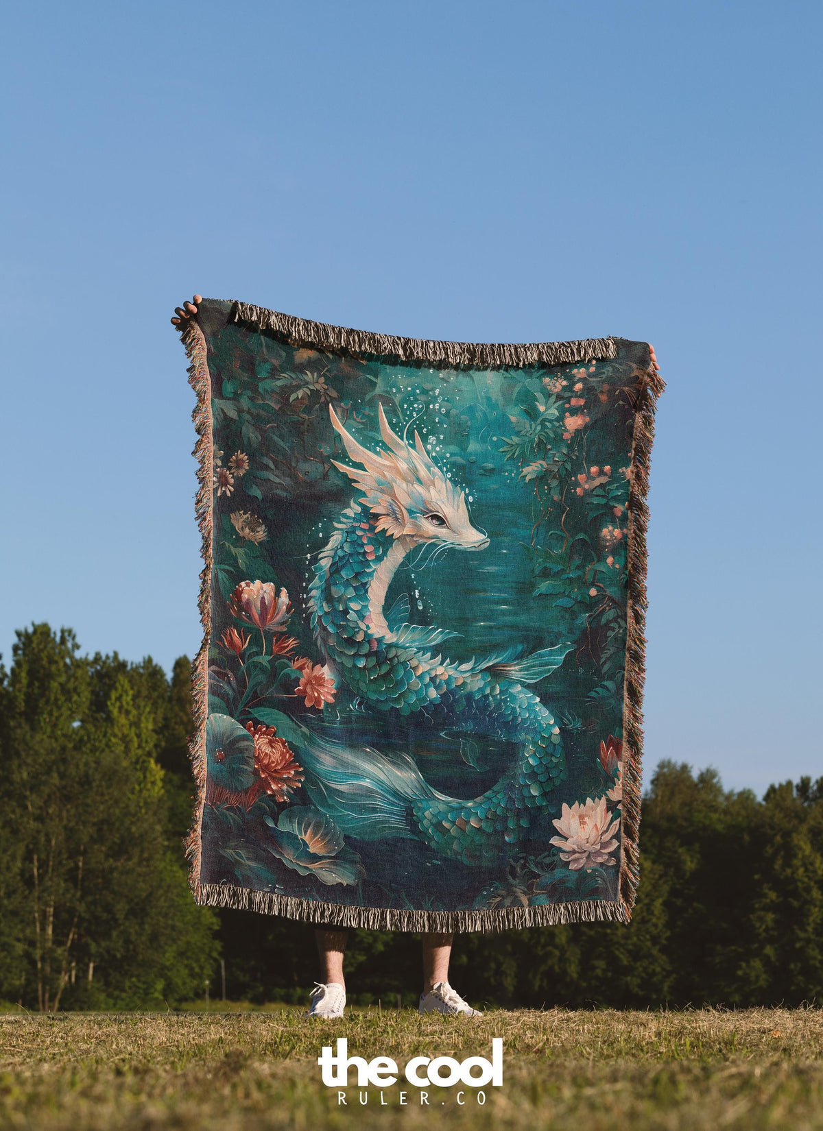 Baby Mermaid Dragon Throw Blanket