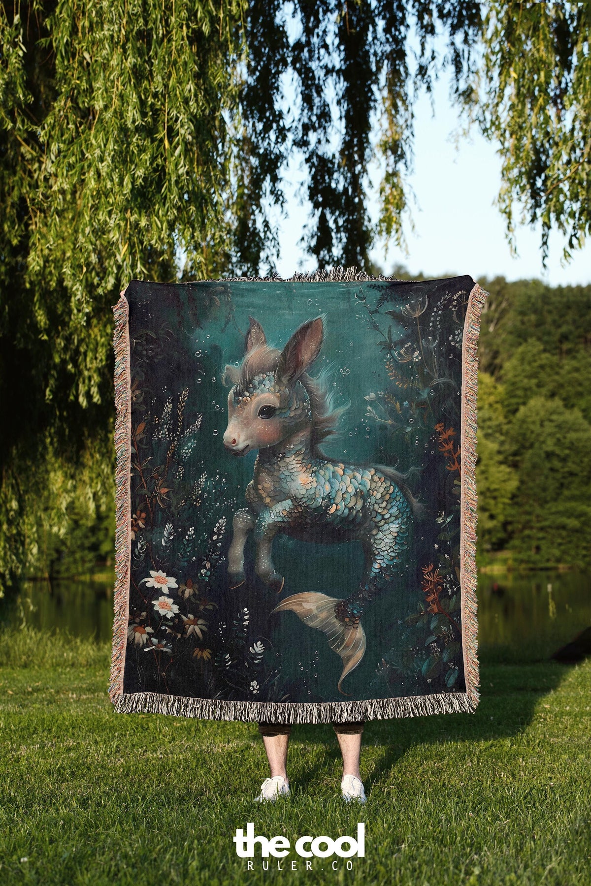 Donkey Mermaid Throw Blanket