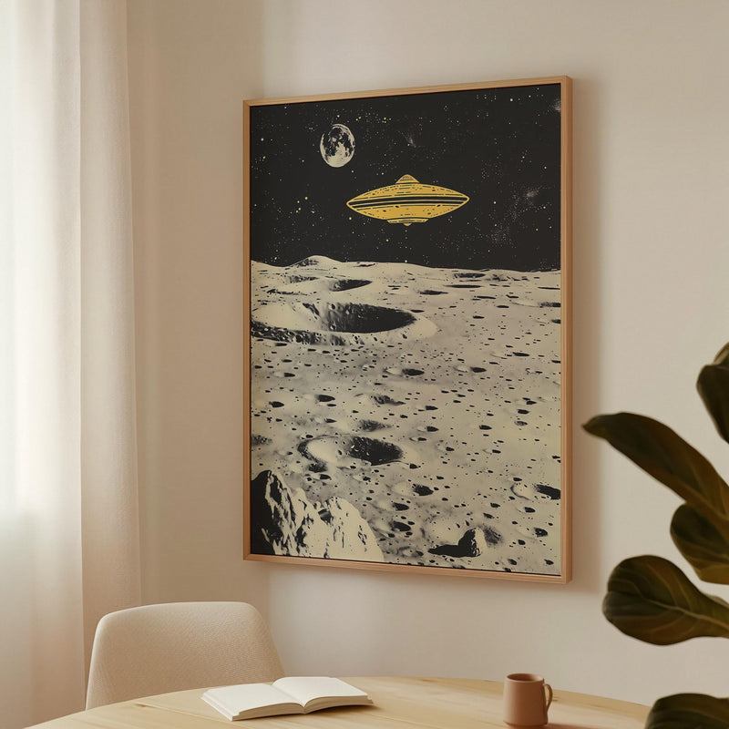 a picture of the moon with a yellow object above it