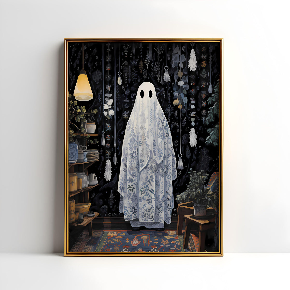 a painting of a ghost in a room