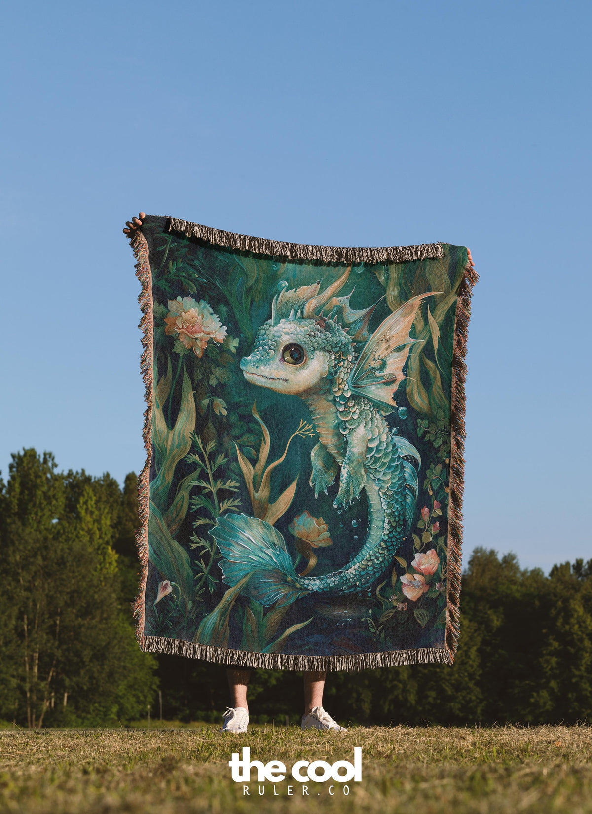 Cute Dragon Mermaid Throw Blanket
