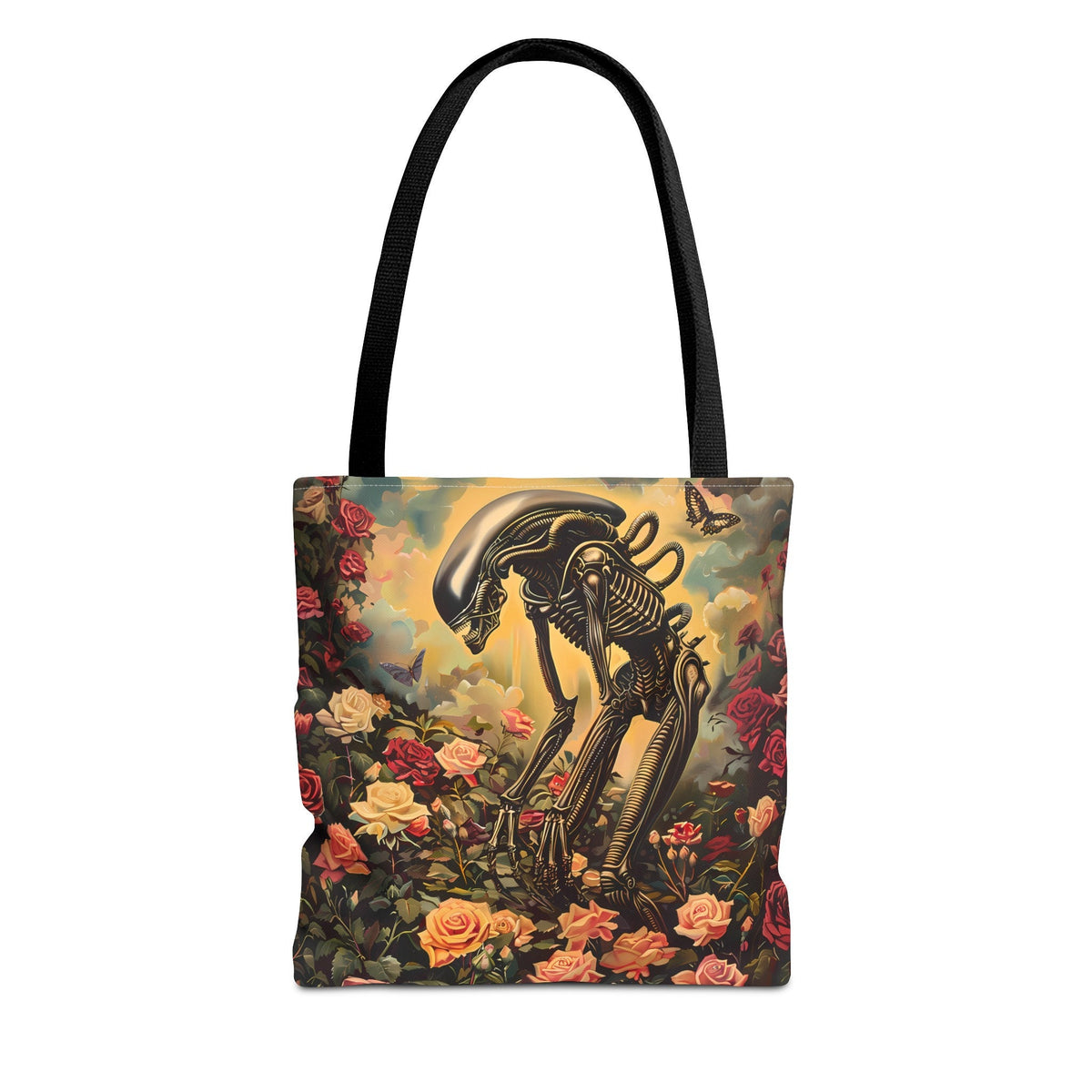 Alien vs Flowers Tote Bag