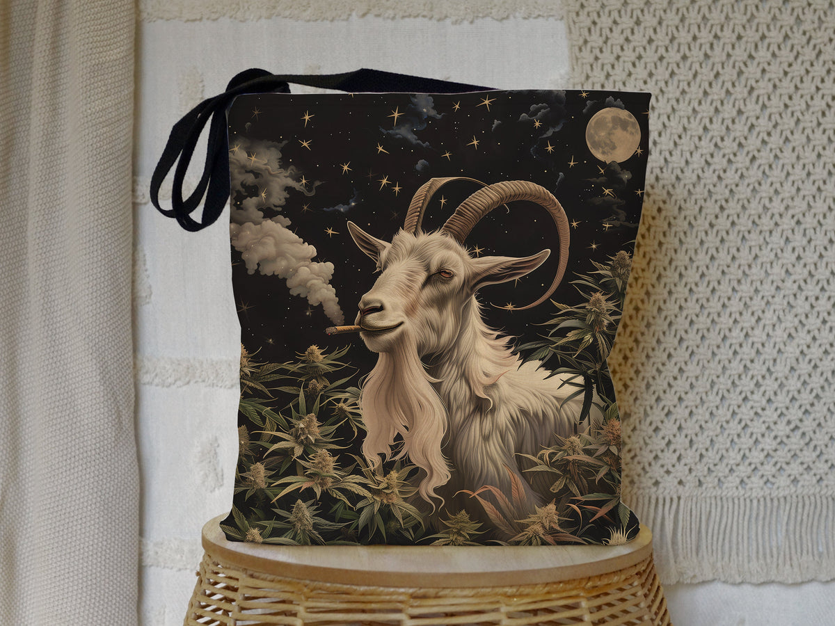 Cannabis Goat Tote Bag
