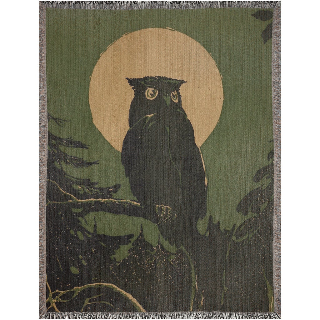 Vintage American Forestry Night Owl Throw Blanket