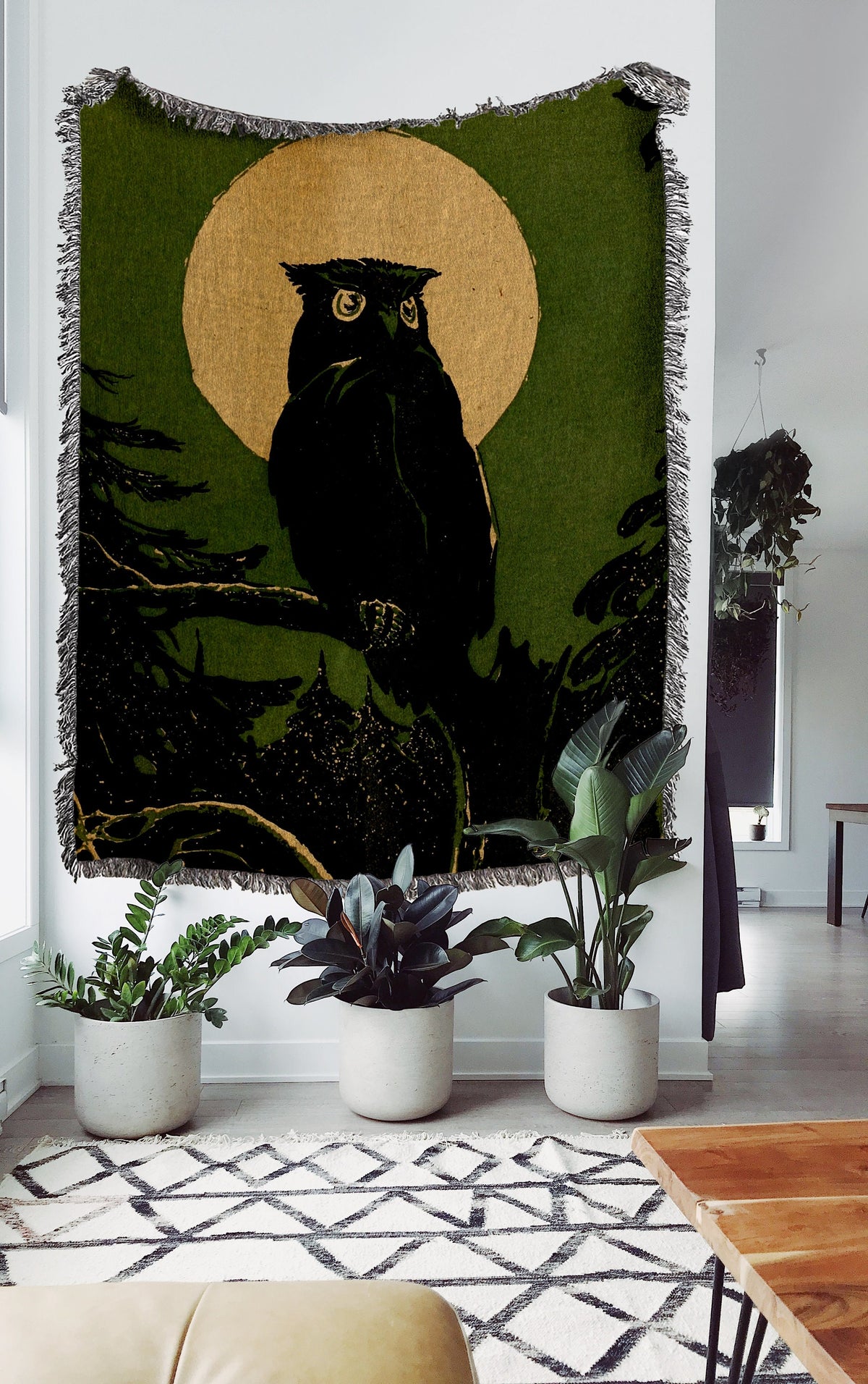 Vintage American Forestry Night Owl Throw Blanket