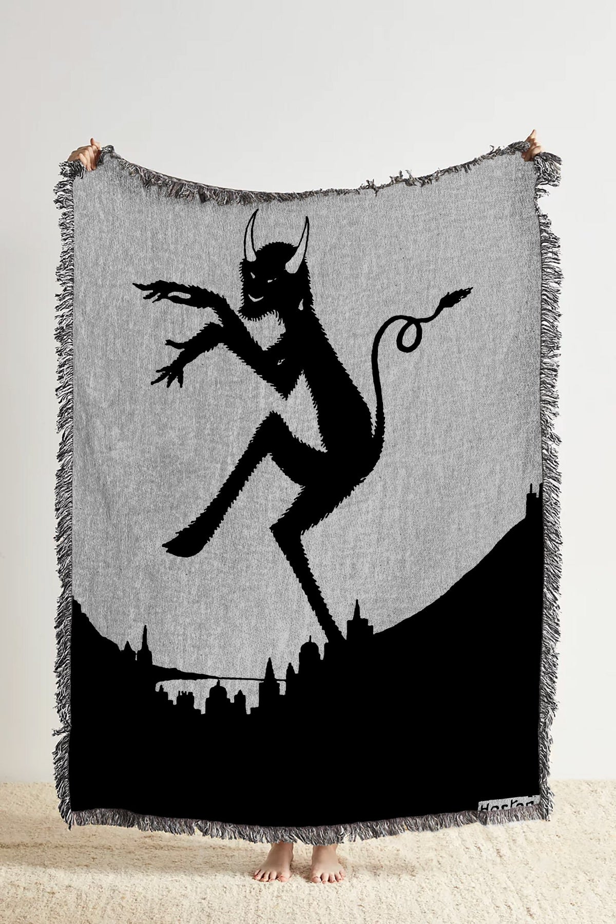 Sneaky Devil Vintage Art Throw Blanket