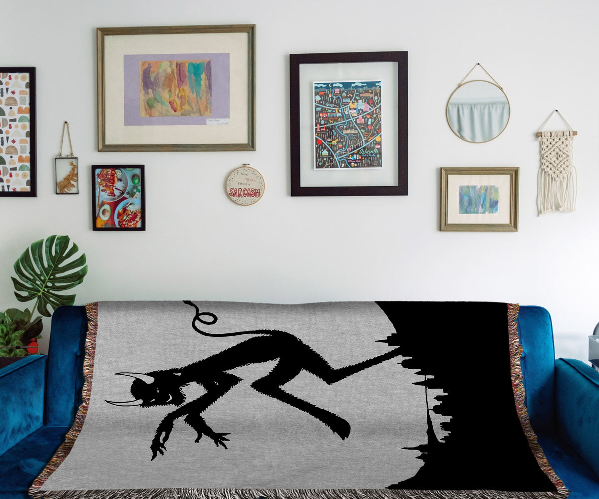 Sneaky Devil Vintage Art Throw Blanket