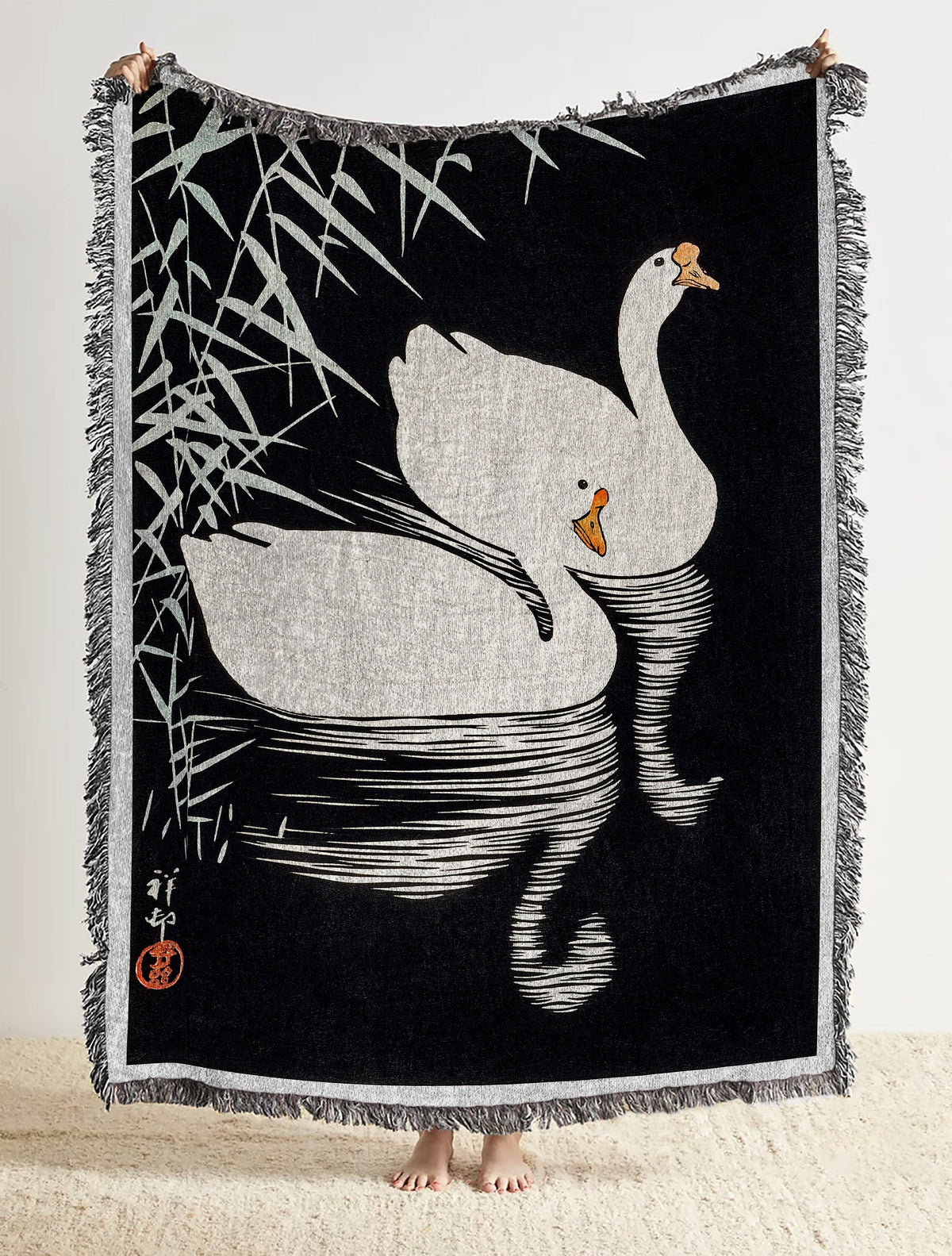 1928 Chinese Geese Throw Blanket