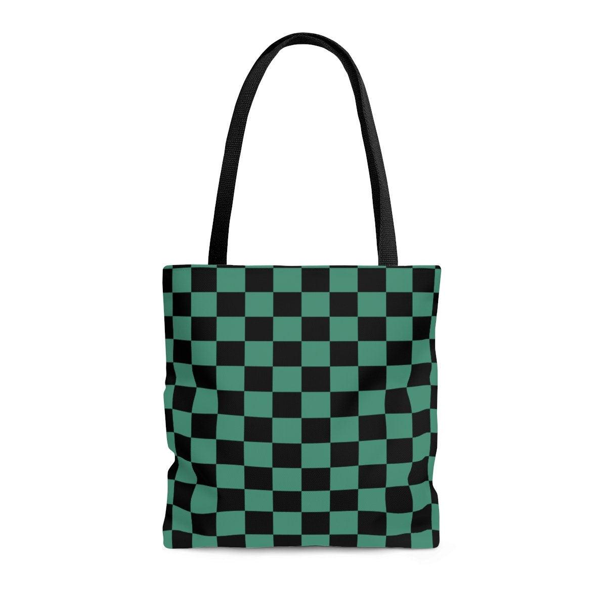Green and Black Checkered Anime Tote Bag - TheCoolRuler
