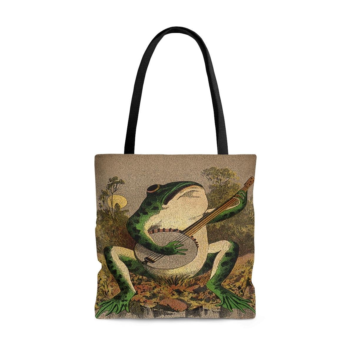 Frog Playing Banjo Tote Bag: - TheCoolRuler