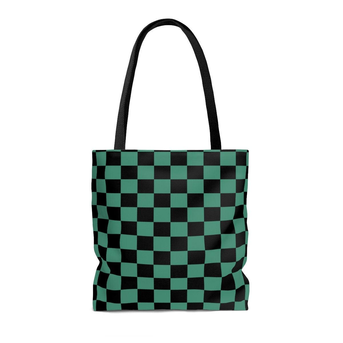Green and Black Checkered Anime Tote Bag - TheCoolRuler