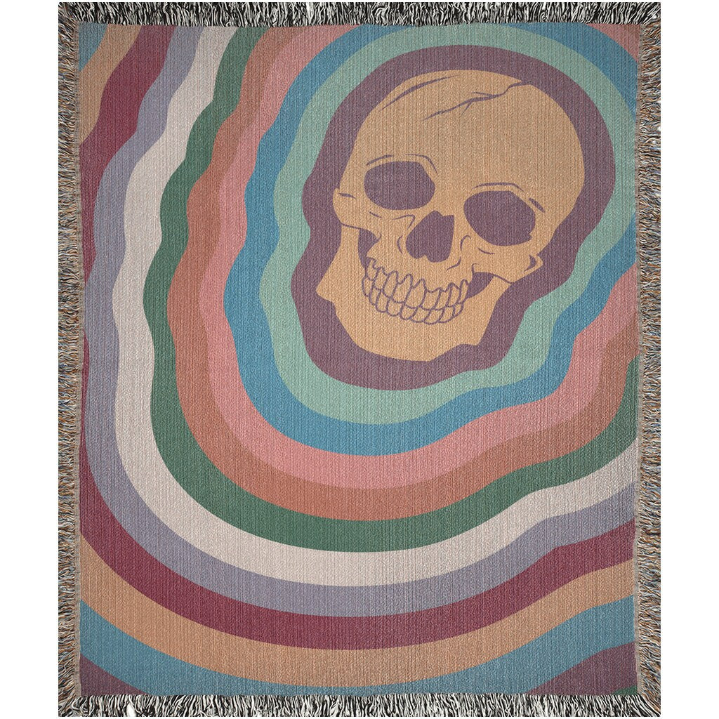 Rainbow Skull  Throw Blanket
