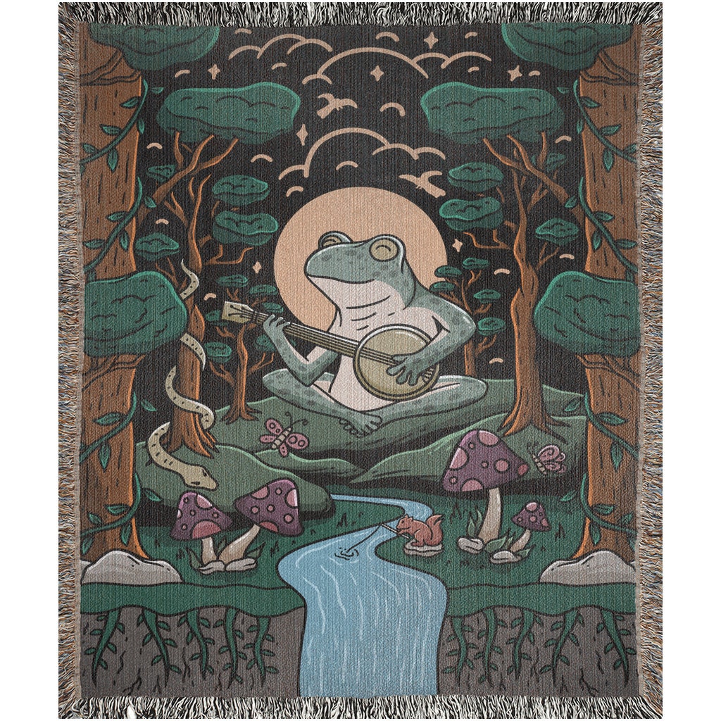 Forest Banjo Frog  Throw Blanket