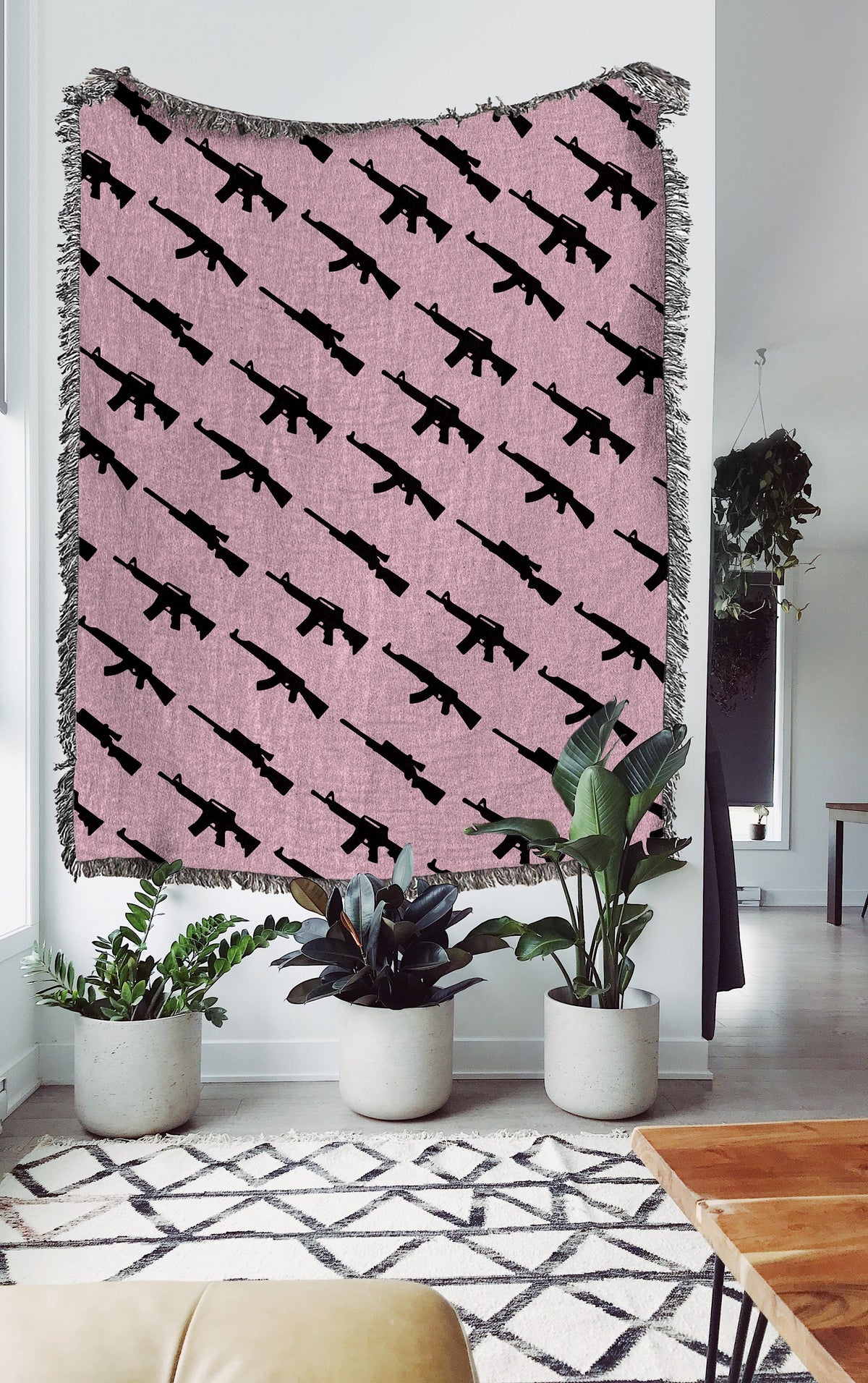 Grunge Gun Pattern  Throw Blanket