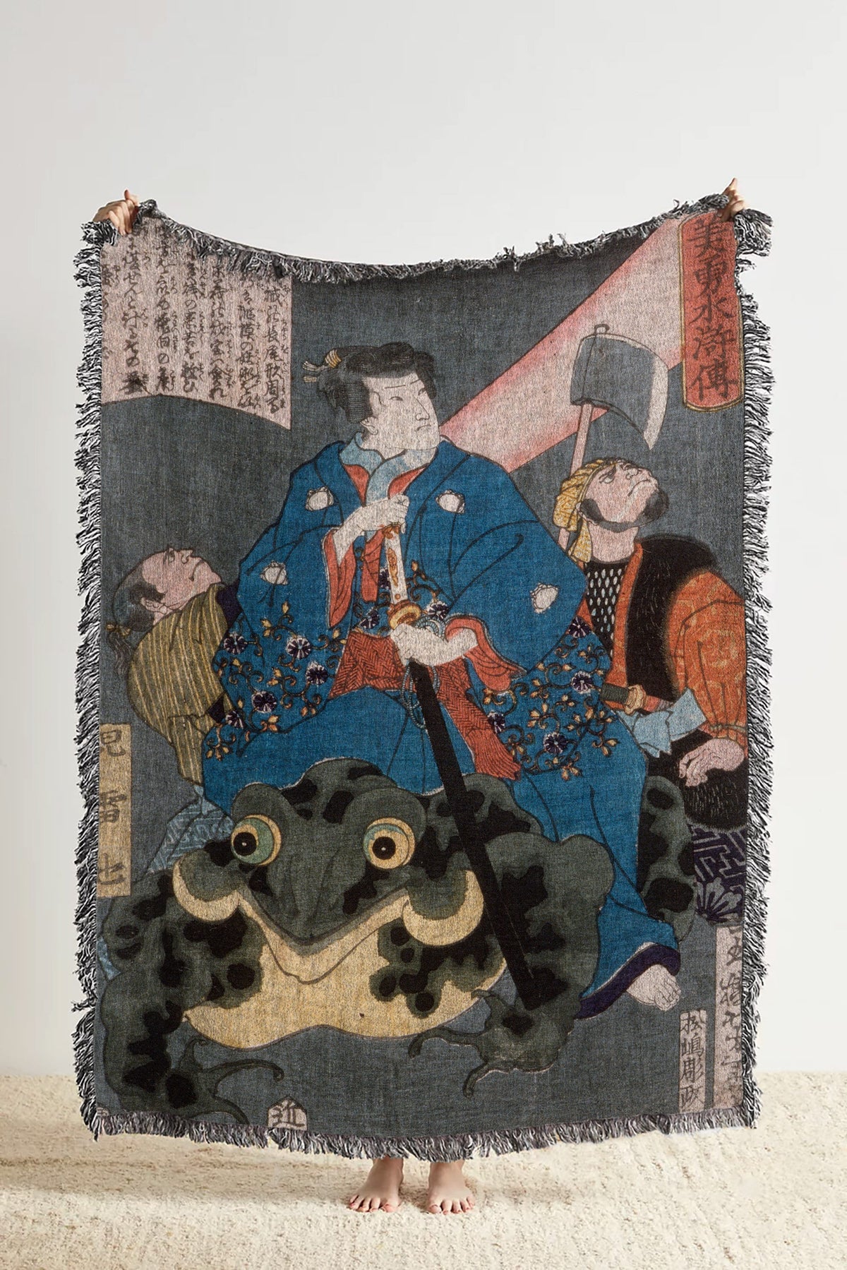 Jiraiya Riding a Frog ( 1866)  Throw Blanket