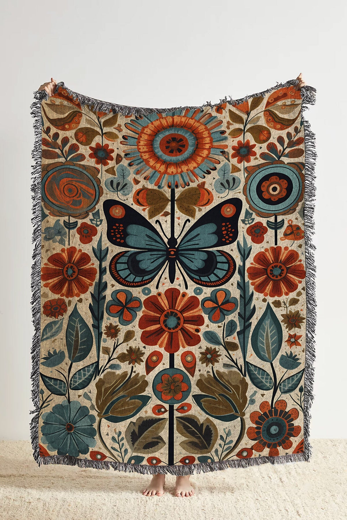 Folkloric Flutter  Throw Blanket