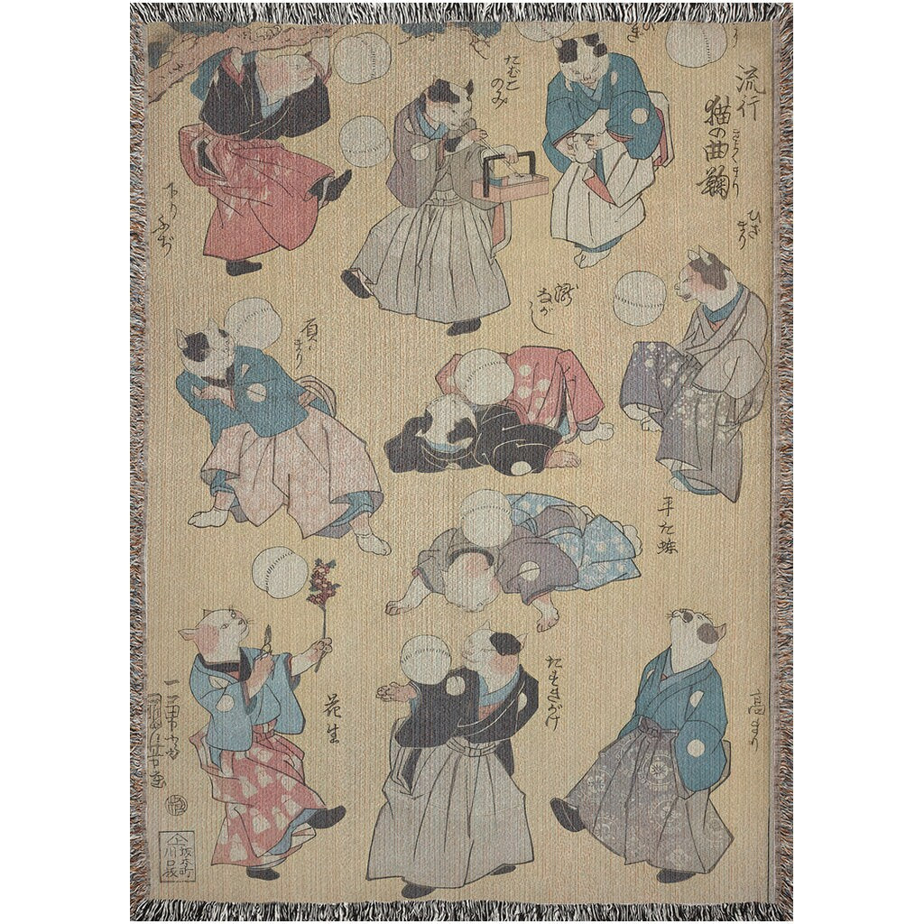 Kuniyoshi Cat Ball Throw Blanket