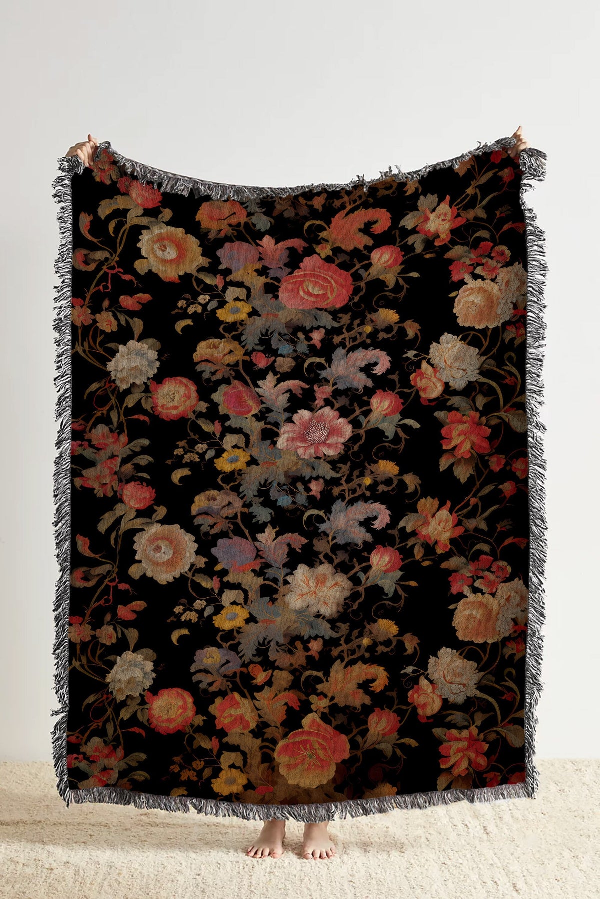 Victorian Floral  Throw Blanket