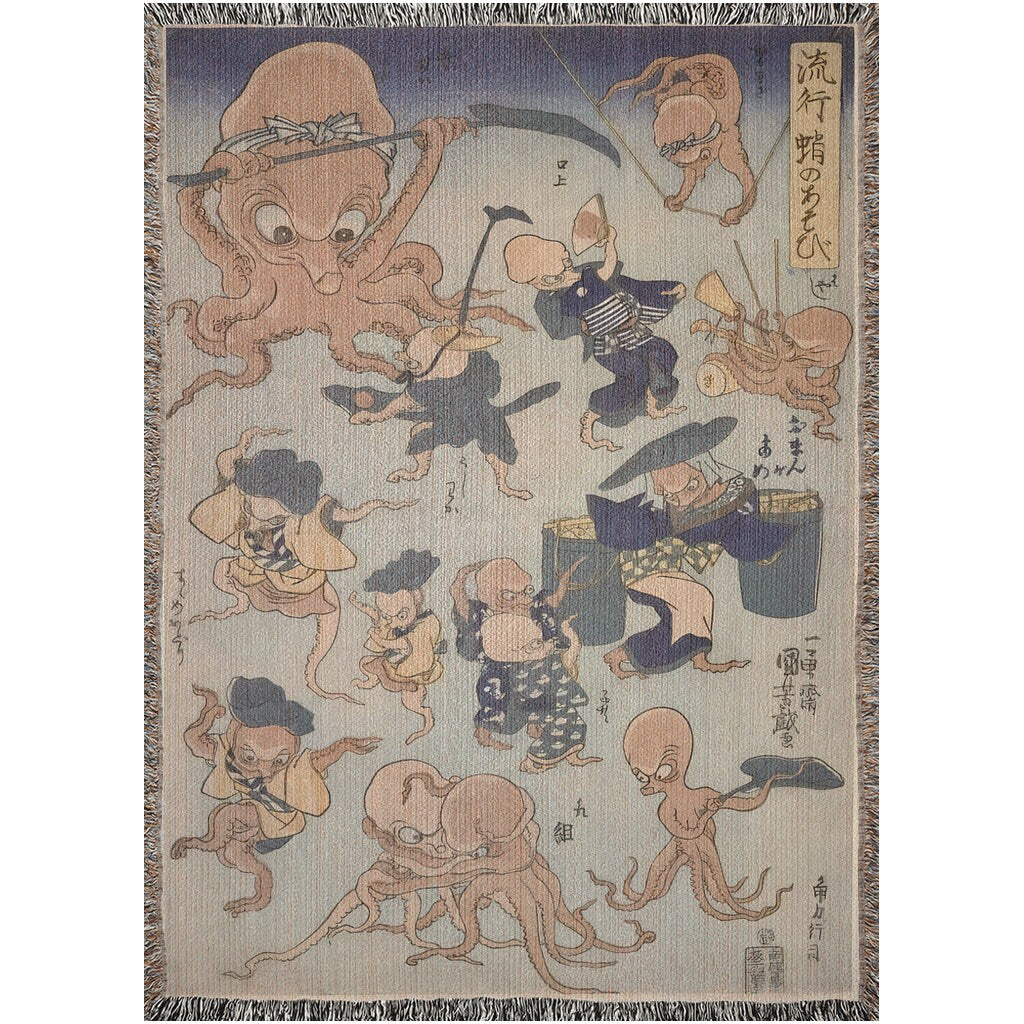 Octopus Games 1840s Throw Blanket