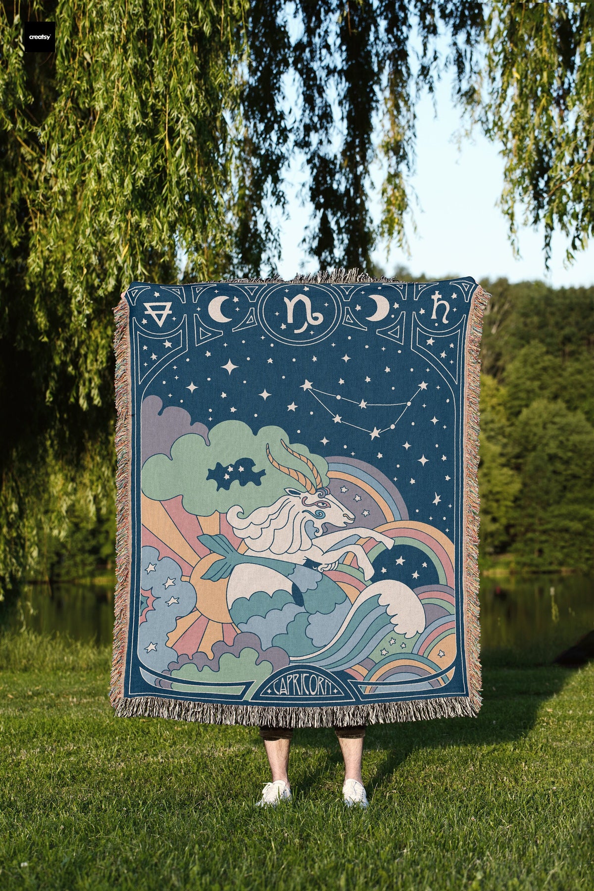 Capricorn Zodiac Throw Blanket