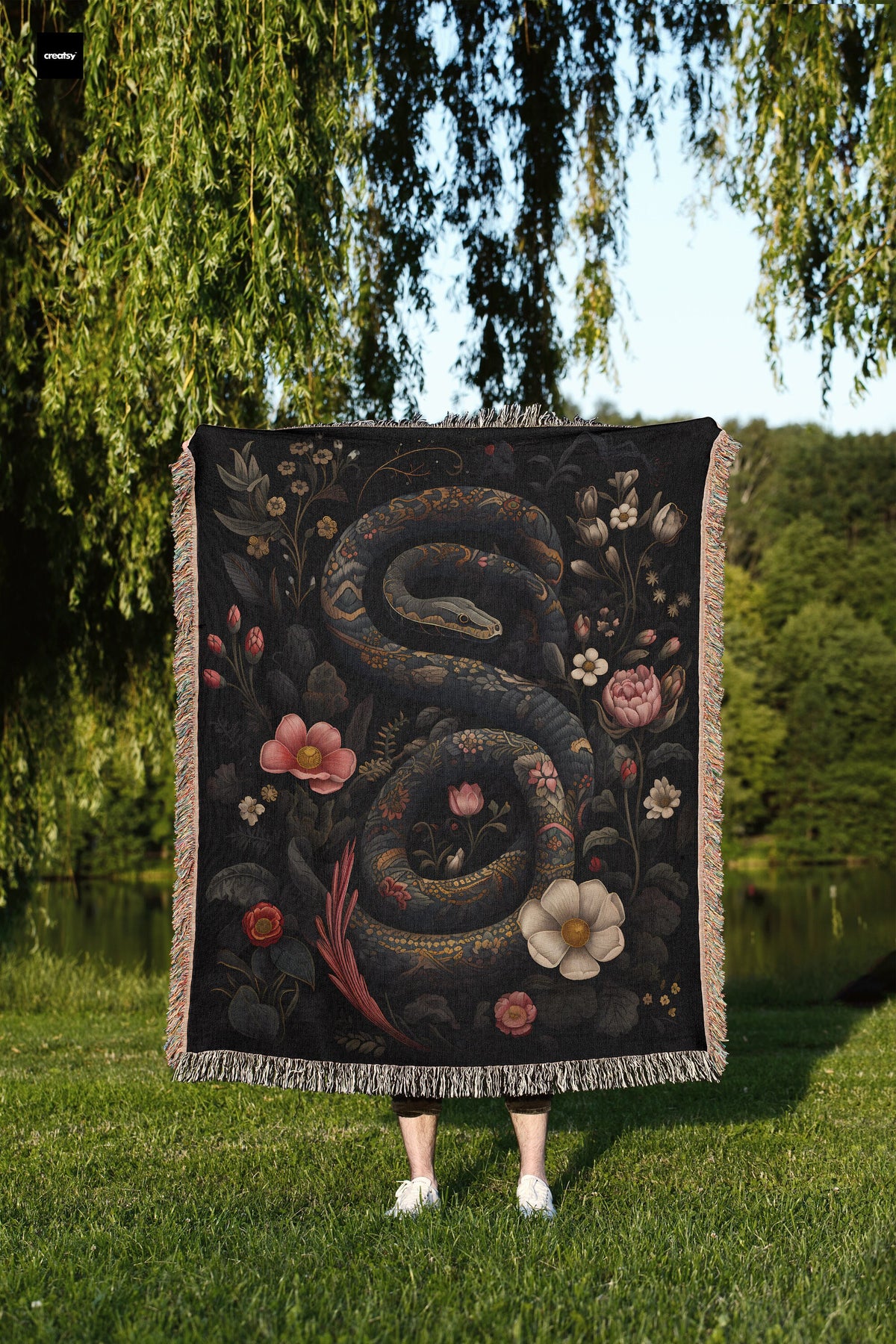 Floral Snake  Throw Blanket