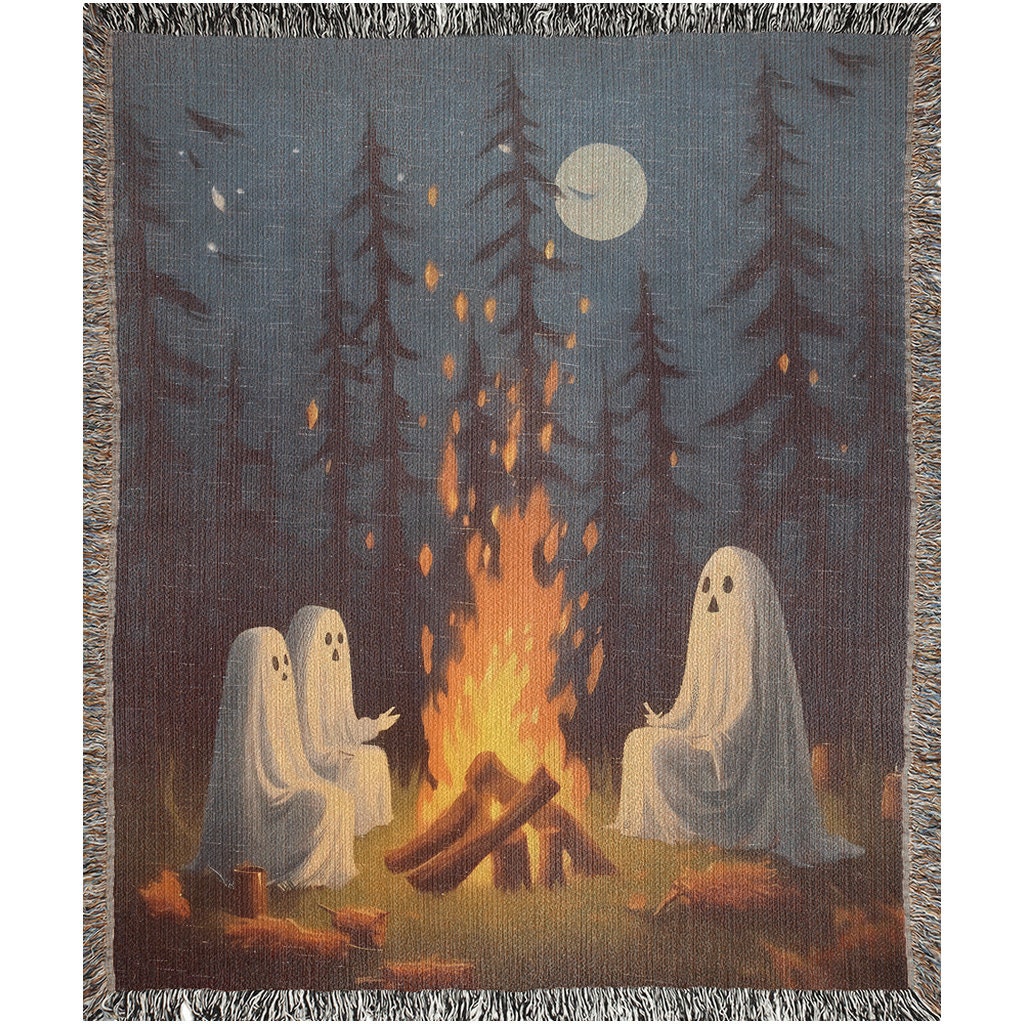 Ghost Camping Throw Blanket