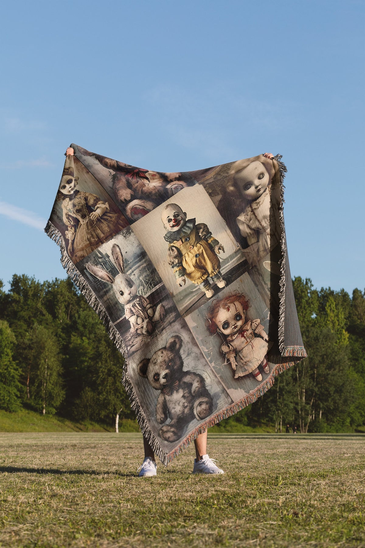 Creepy Dolls Throw Blanket