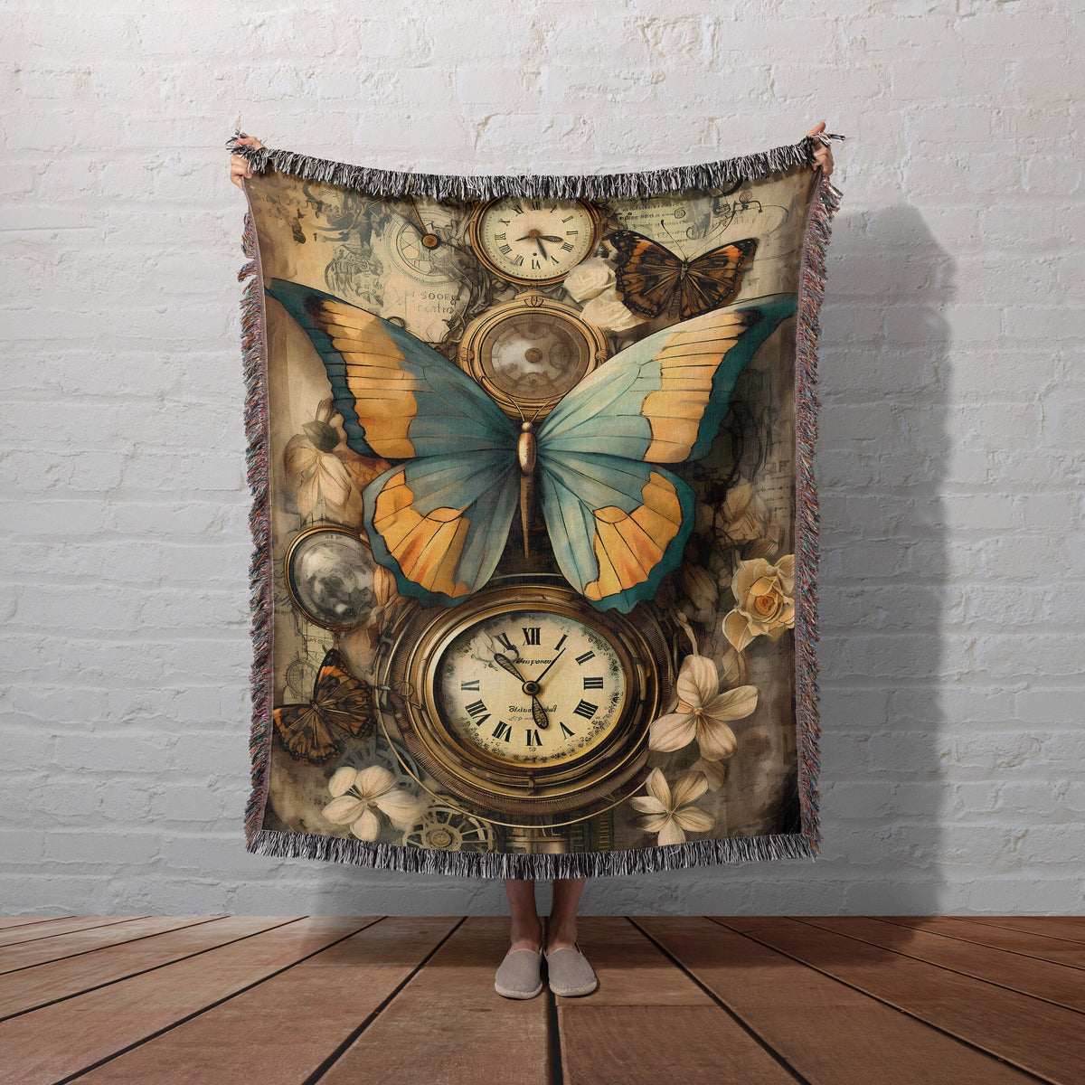 Steampunk Butterfly Throw Blanket