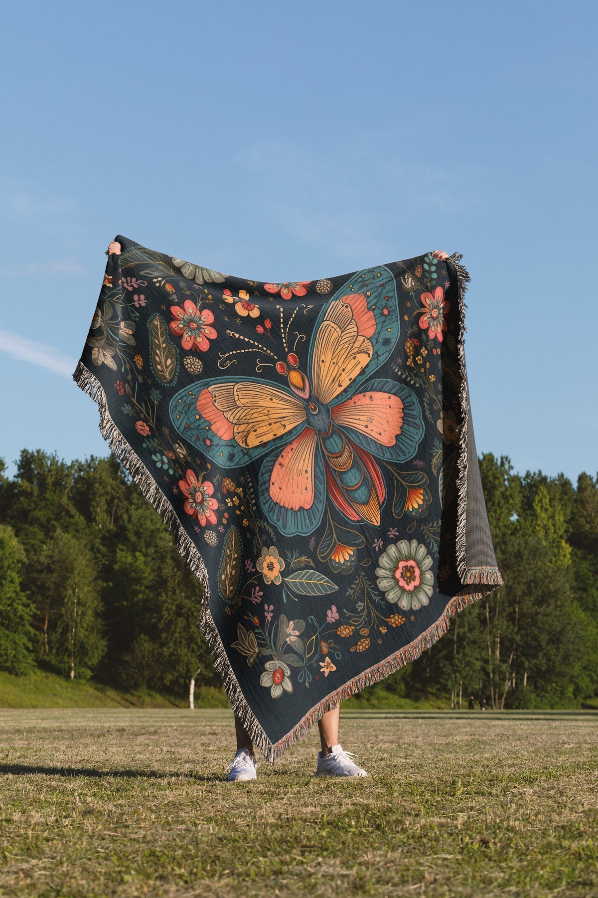 Botanical Butterfly  Throw Blanket